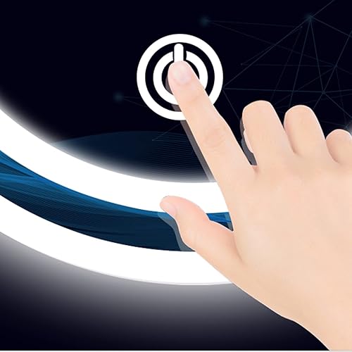 Miniatura 4 de Espejo de baño ovalado negro con luz LED, espejo de pared con marco de aluminio, espejo decorativo, espejo de maquillaje con iluminación LED,