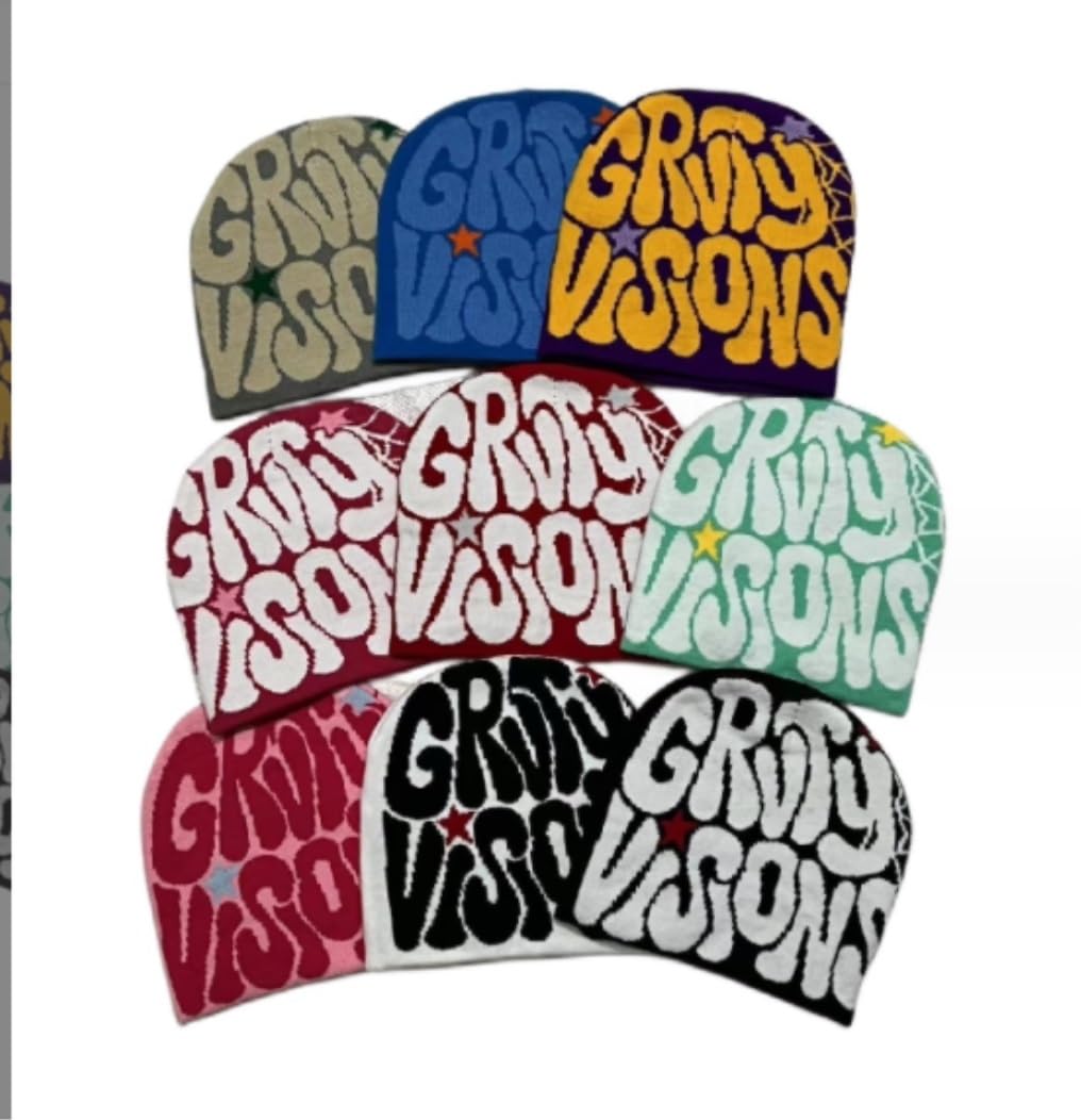 Cappello Inverno Berretti Cappello Lavorato A Maglia con Stampa di Lettere Berretto Tendenza Hip Hop Invernale in Lana Calda Termico Berretto(G)