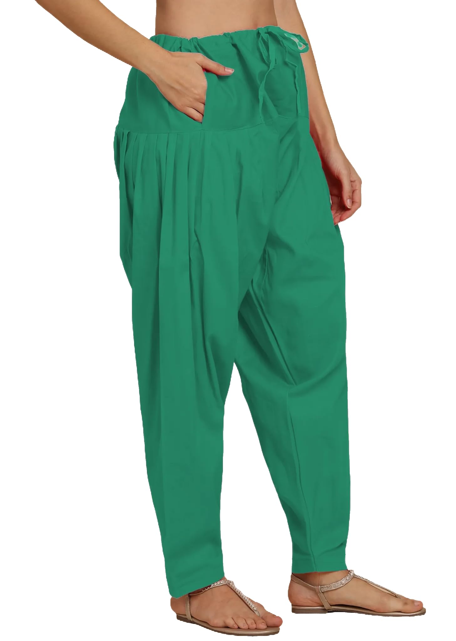 Women Shreeji Trends Stitched Cotton Semi Regular Fit High Rise Patiala Salwar Free Size Fit Up To Xxl (Rama Green) - Image 2 thumbnail