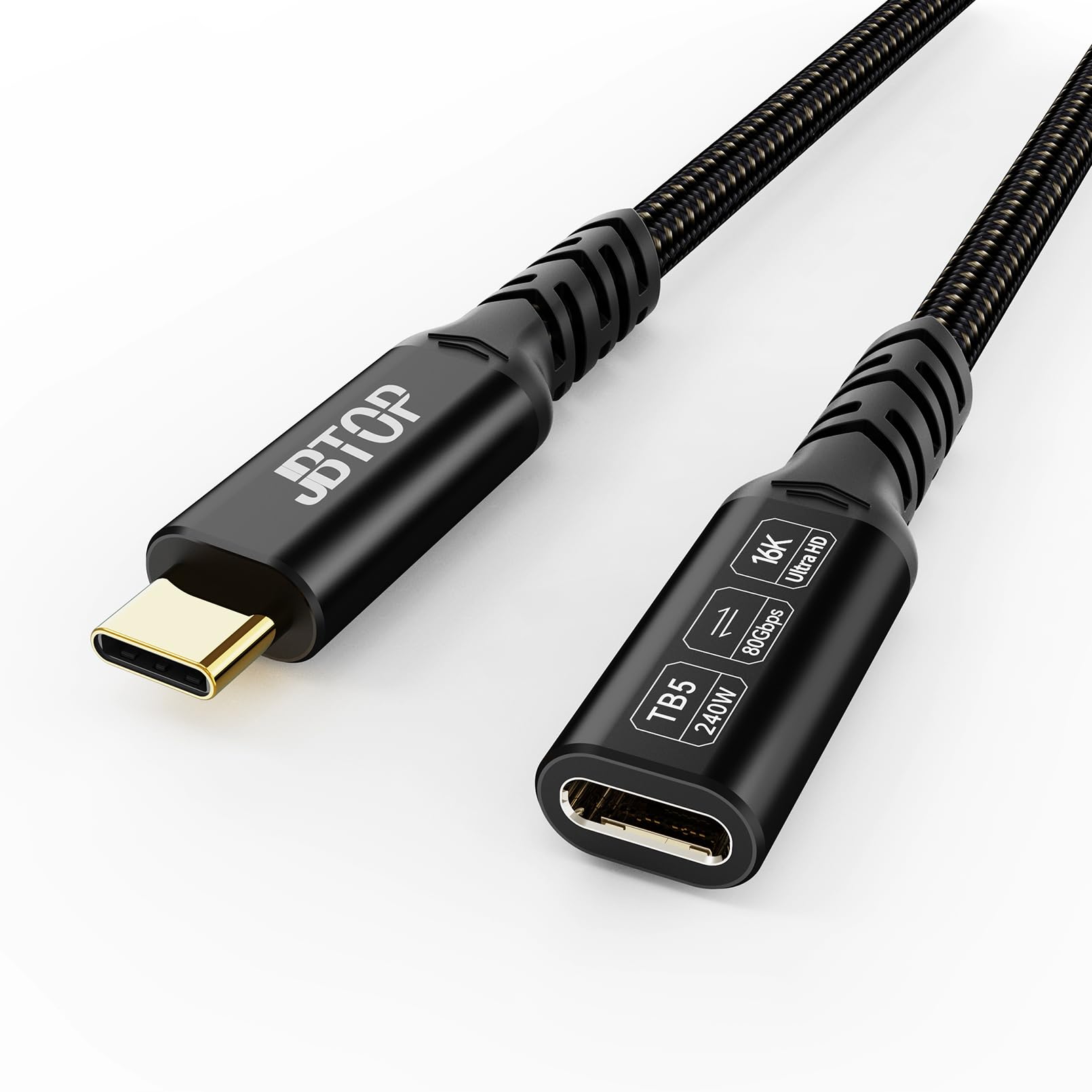 Câble d'extension USB C 80 Gbit/s, [80 Gbit/s/240 W/16 K] USB C mâle vers femelle Extension 5 A charge et synchronisation rapides pour hub USB C/PSVR2/iPhone 15 16 Pro max/MacBook Air M2 Pro