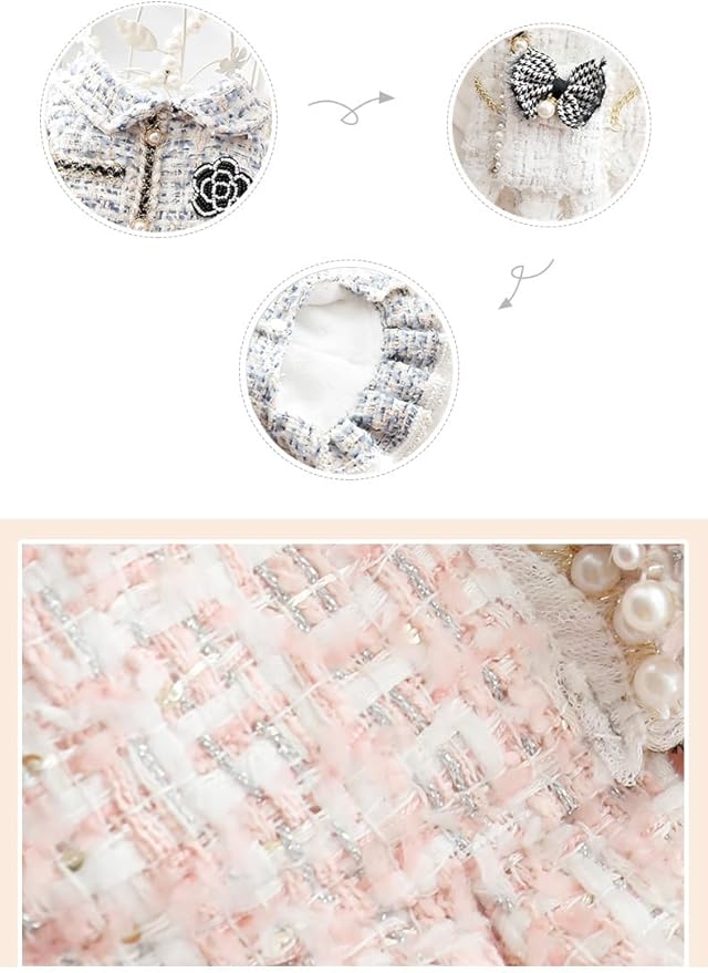 Vestido de Princesa para Perros Pequeños Tweed Blanco Talla XS miniatura 6