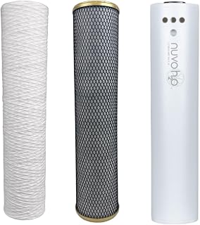 NuvoH2O Whole Home Trio Replacement Cartridges – Sediment + Iron & Heavy Metals Filters for Whole Home System – Removes Sand, Rust, Chlorine, VOCs, Lead – 50,000 Gallons, Salt-Free
