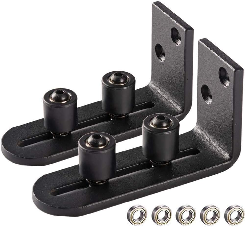2PCS Barn Door Stay Roller Guide, Flush Floor Door Guide Durable Steel Frame Roller Guide Heavy-Duty Door Stay Roller Barn Door Hardware Floor Level Barn Door Hardware for Sliding Barn Doors