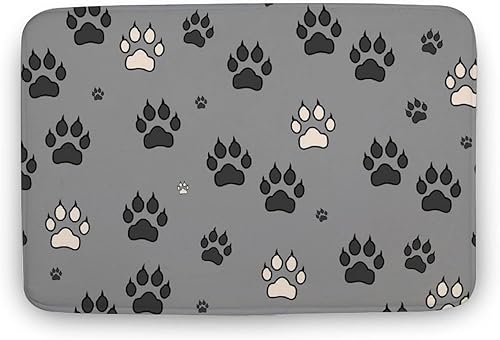 Alfombra de baño con estampado de patas grises tapete de decoración de baño con respaldo antideslizante tapete suave absorbente tapete de baño