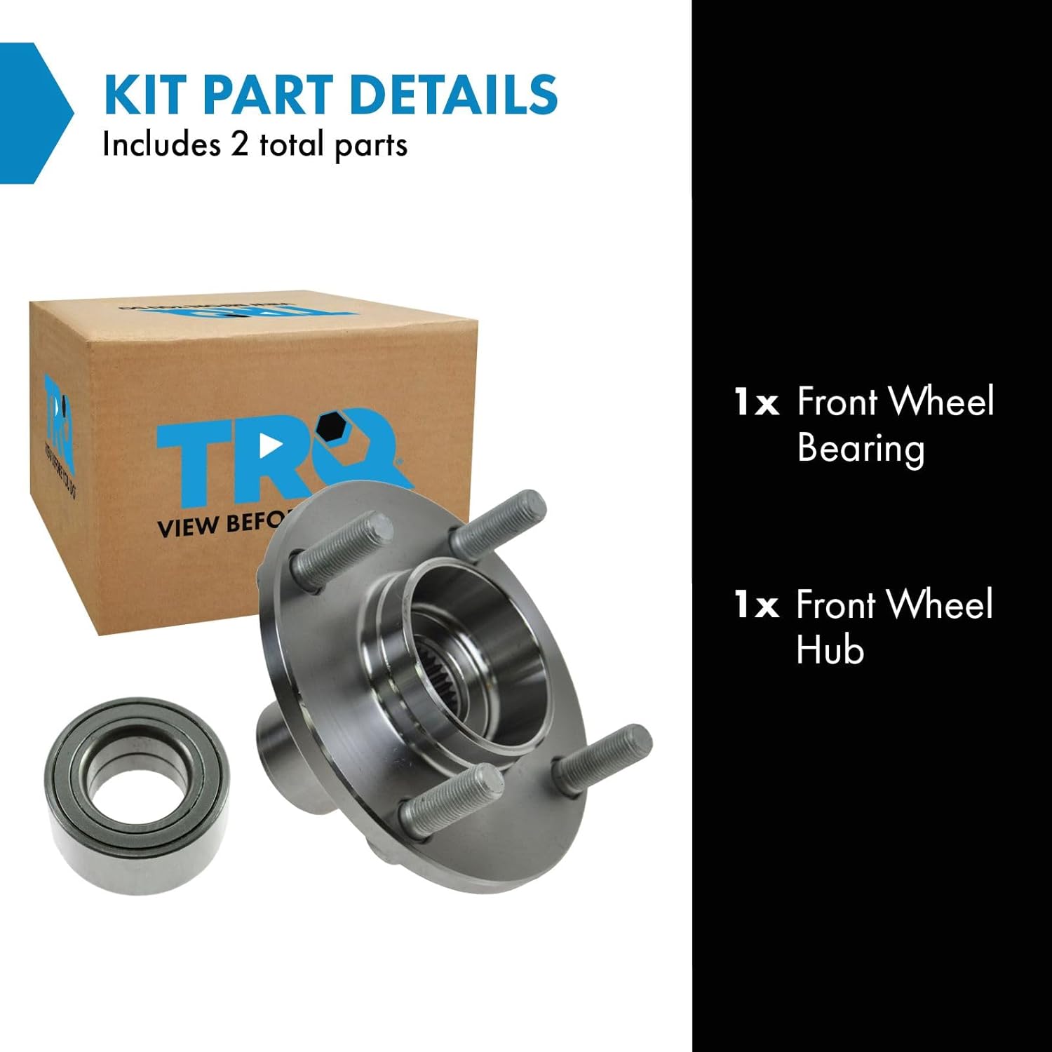 TRQ Front Wheel Bearing & Hub Kit Compatible with 2002-2006 Nissan Sentra