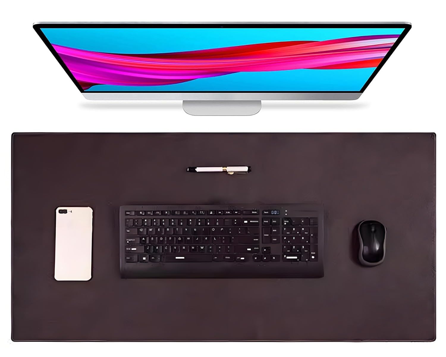 Tappetino da scrivania in Pelle, Esteso Tappetino da scrivania, Extra Grandi, XL Tappetini Mouse Pad, ccessori per ufficio e desktop(Coffee,120x60cm)