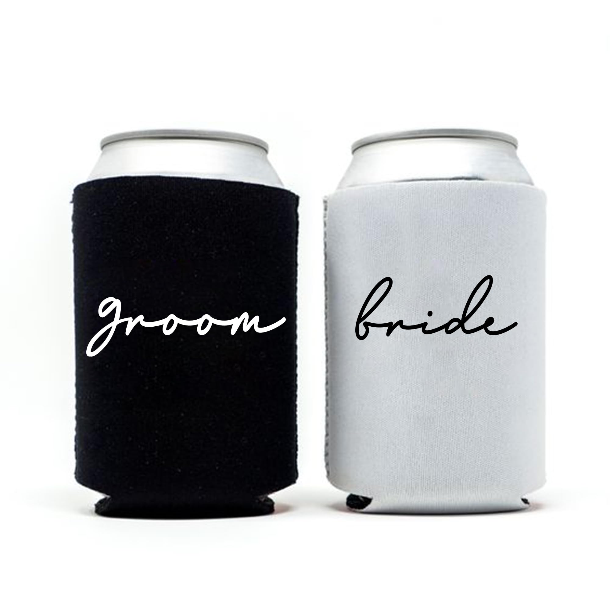 GroomBrideGifts Cute Wedding Gifts - Bride and Groom Novelty Can Cooler - Engagement Gift for Couples.
