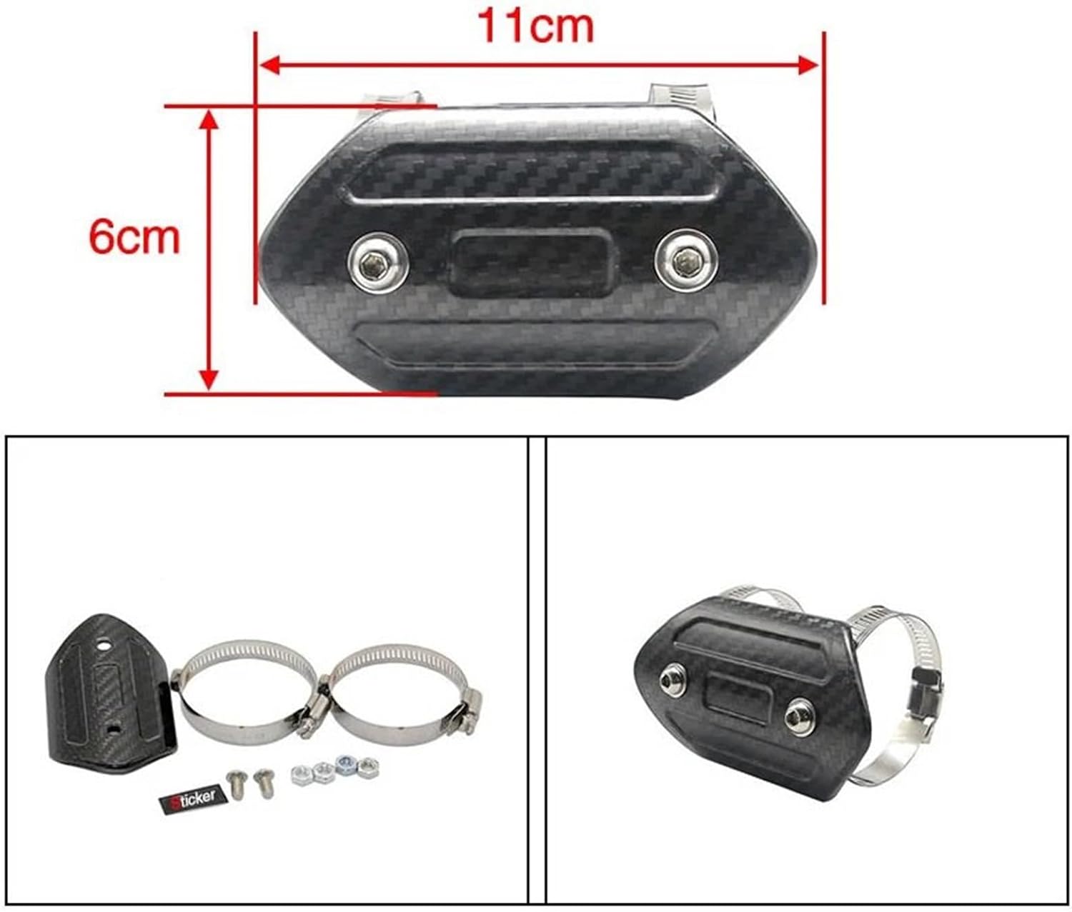 排気ポート保護カバー ユニバーサルバイク排気ヒートシールドカバーカーボンファイバーアンチ火傷プロテクター排気アンチヒートガードカバー