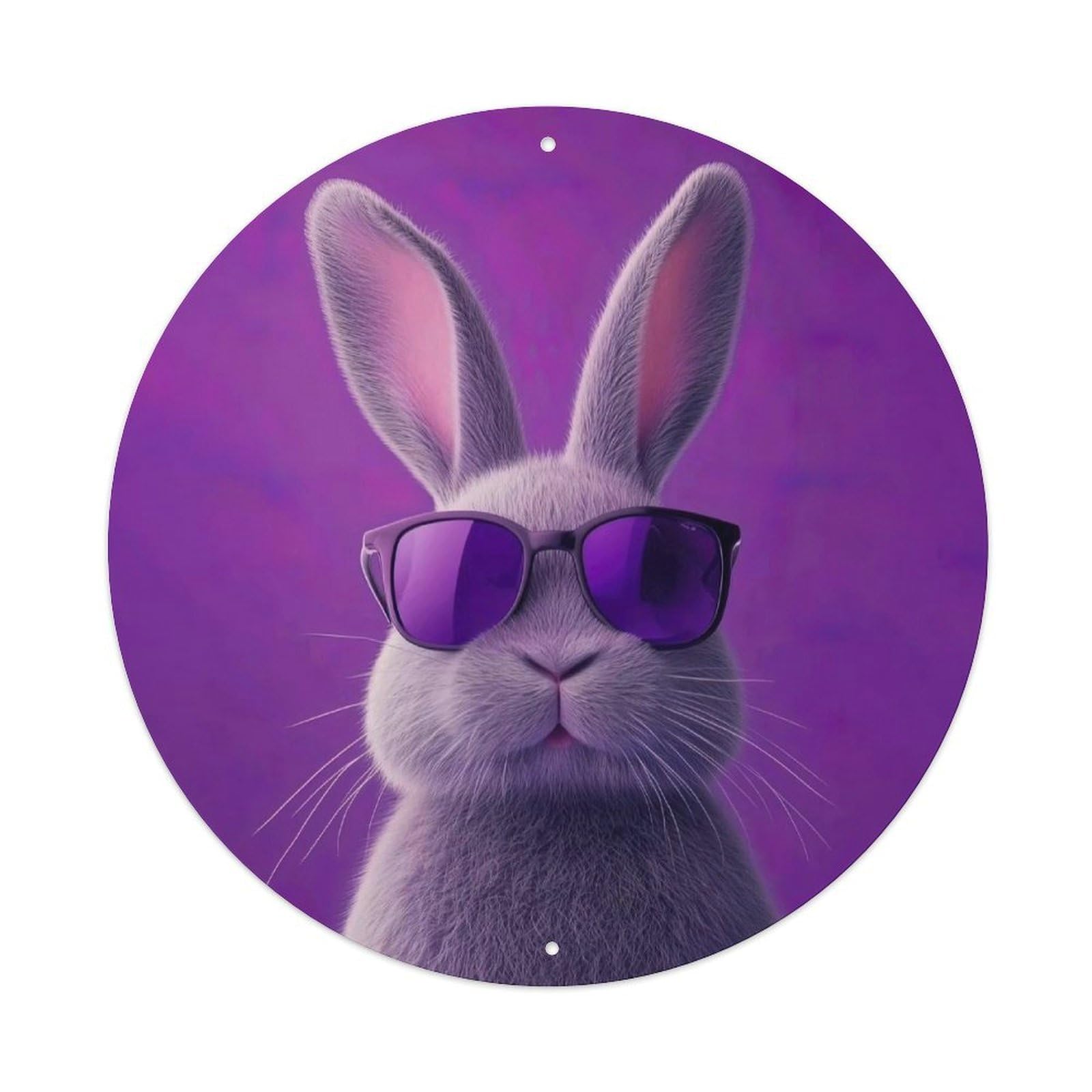 Cwbufd Vintage Style Animal Rabbit With Sunglasses Purple Gradient Cyber Style Vintage Metal Tin Sign Plaque Wall Decor For Cafe, Club Bar, Office, Garden Metal Poster 8X8inch