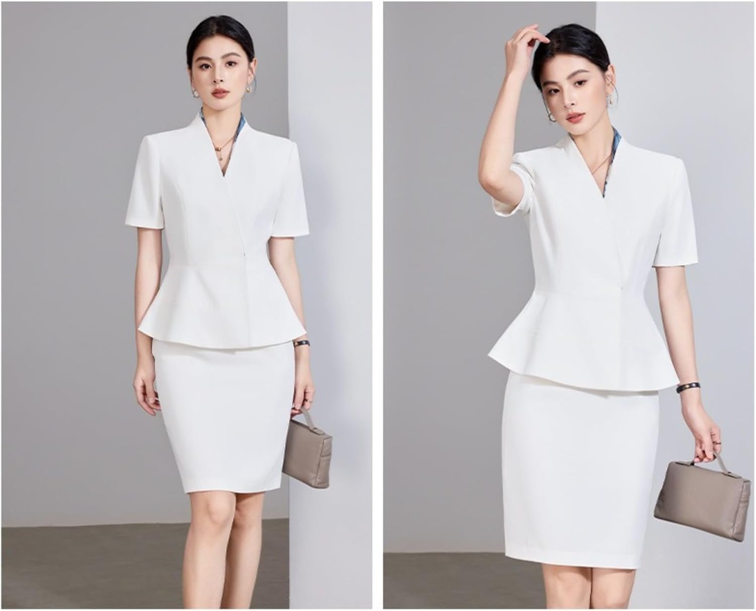 Short Sleeve Women's Business Suit Set for Summer Office Workwear
