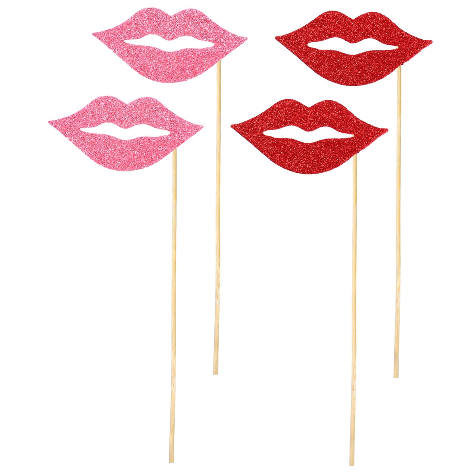3 Sätze Teiliges Lustige Rote Lippen Foto-Requisiten Aus Papier Handlich Mit Stiel Für Fotos Hochzeiten Geburtstagen Und Festivals Wiederverwendbar Und Dekorativ 40 Stück * 3