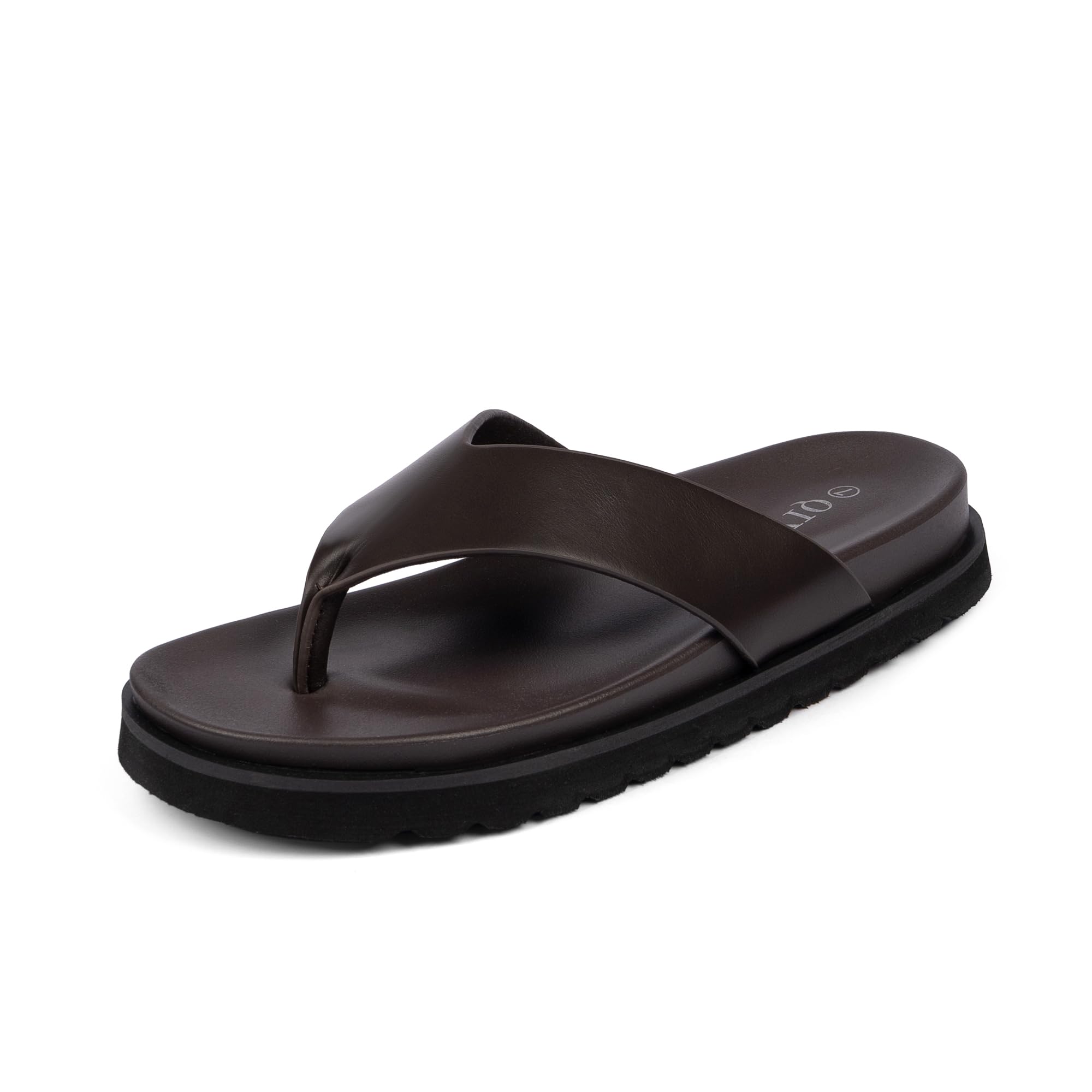 Photo 1 of QIY Flip Flops for Women Sandals Taos Sandals for Women Slide Chocolate Thong Flip Flops With Arch Support Platform Backless Open Round Toe Lightweight Slip on Flats Comfortable Walking Shoes Size 7.5