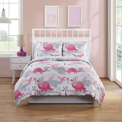 pink dinosaur bedding