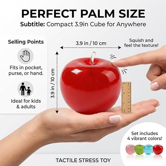 Carrot Squishy, Banana Strawberry Peach Peanut Apple Dragon Fruit Cherry Squish Giant Jumbo 5.5 Inch Vegetable Realistic Moldable Slow Rise Relaxing Sensory Fidget Toy Squeezable Ball(Apple B)