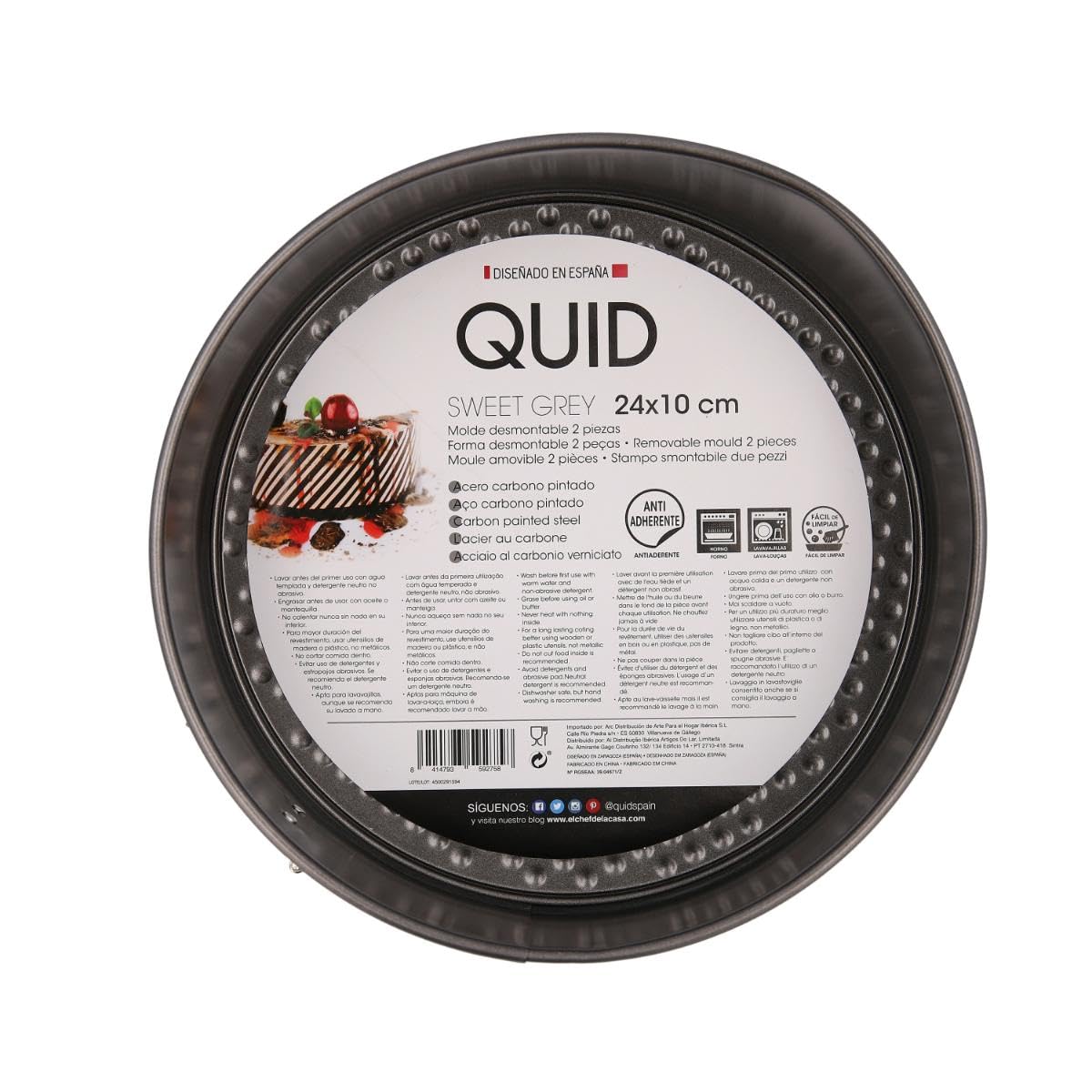 Quid 7559085 MOLDE RED DESMONT 24X10CM SWEET QD - Stampo per dolci, in acciaio inox, colore: Nero