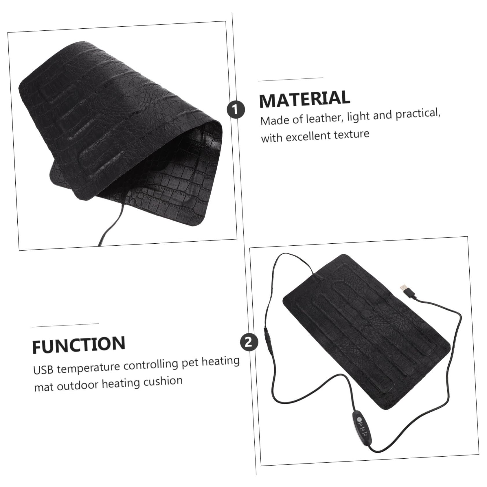 ibasenice Tappetino Riscaldante Elettrico per Rettili USB Temperatura Regolabile, Cuscinetto Anti-morso in Effetto 33x18 Cm, Coperta Riscaldante per Cuccia Animali da Compagnia e Lucertole
