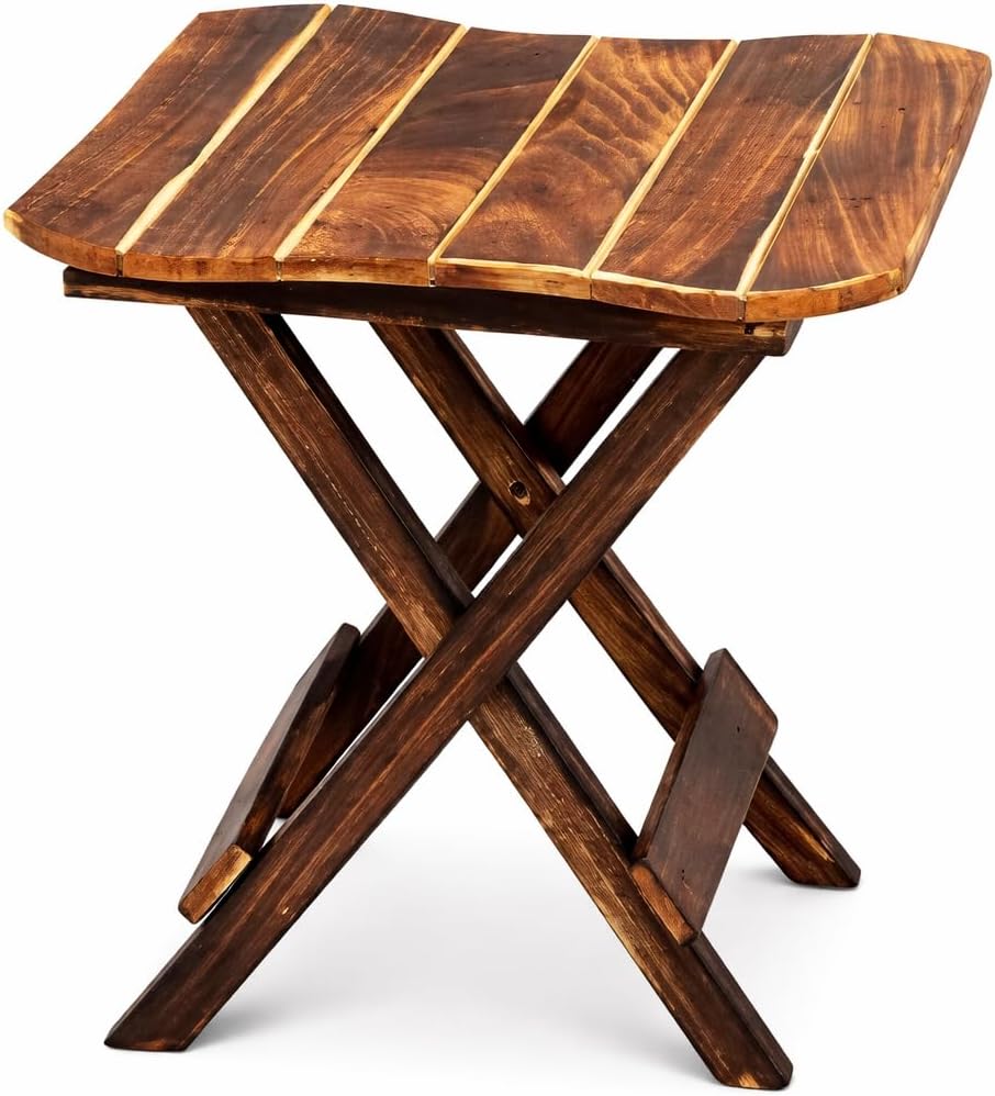 Mango Wood Stool for Living Room | Multipurpose Coffee Table | Wooden Indoor Plant Stand | Small Side Table | Portable Folding Stool | Mango Wood End Table for Home Decor, Bedroom, Balcony, Office