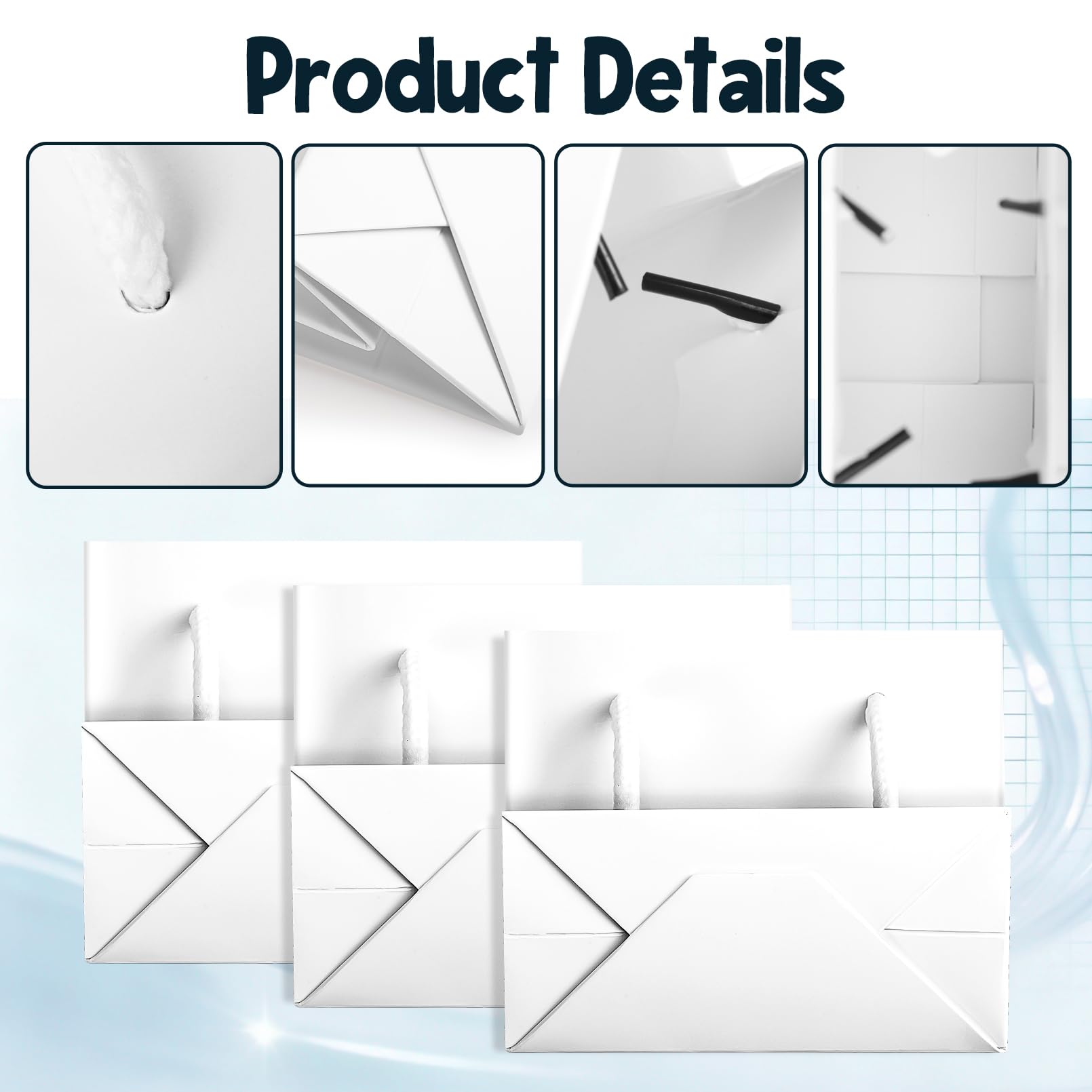 Jeffbaubl 24 Pcs Extra Small Gift Bags, 3.9 x 4.7 x 2.4 Inch Mini Gift Card Bag, Small Gift Bag with Handles, White Paper Bags for Wedding Birthday Baby Shower Party Favors (White)