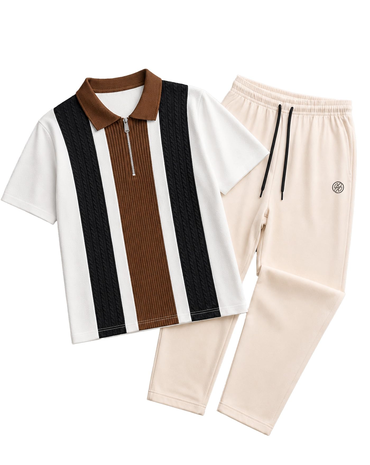ausk Men's Premium Polo T-Shirt & Track Pant Co-Ord Set | Cotton Blend Casual Summer Wear | Smart Casual Outfit Set for Men-picture-47