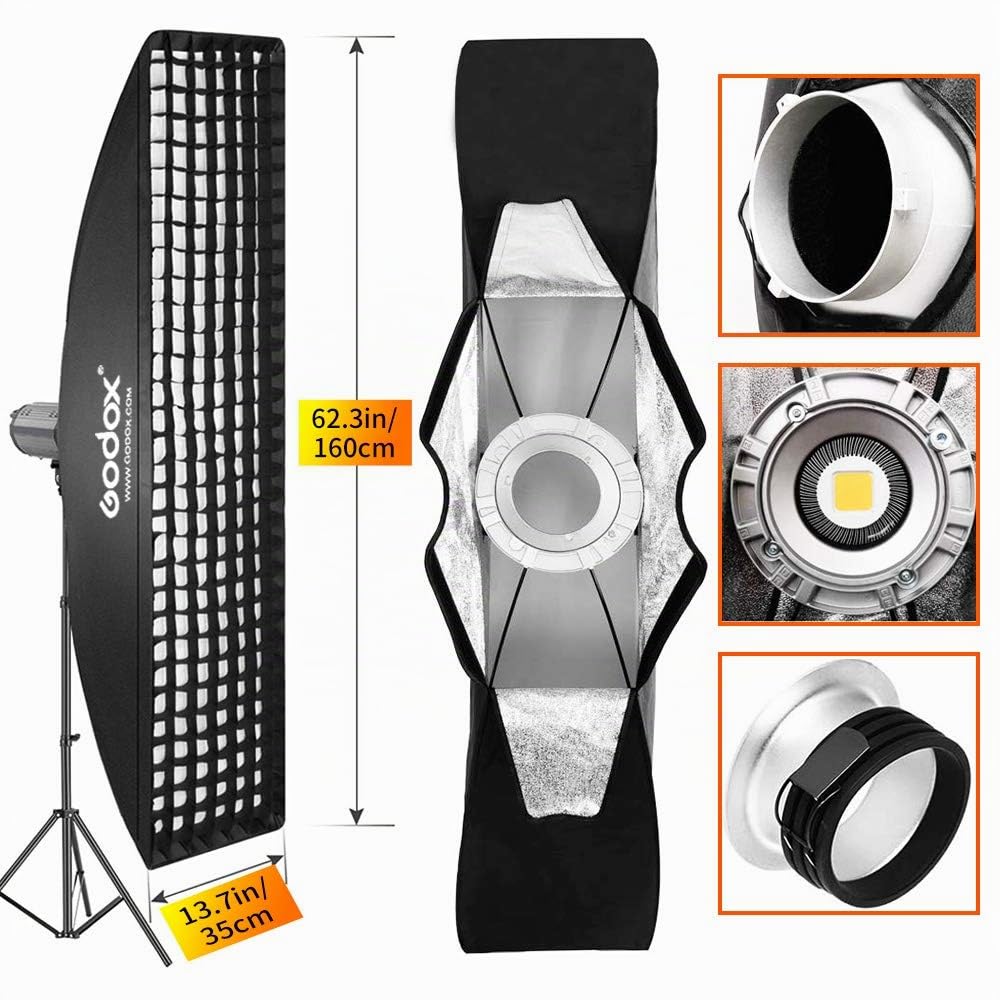 Godox 35 x 160 cm/35,6 x 160 cm a nido d' ape griglia Softbox Bowens Mount per studio flash Speedlite