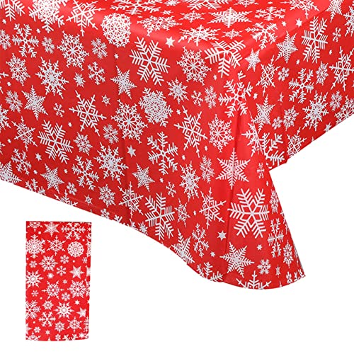 Weihnachtstischdecke Weihnachtsdekoration, Rechteck Schneeflocken Tischdecke, Wasserdicht Weihnachtstischdecke für Weihnachtsdekoration Dinner Party Supplies 137*274cm Cover