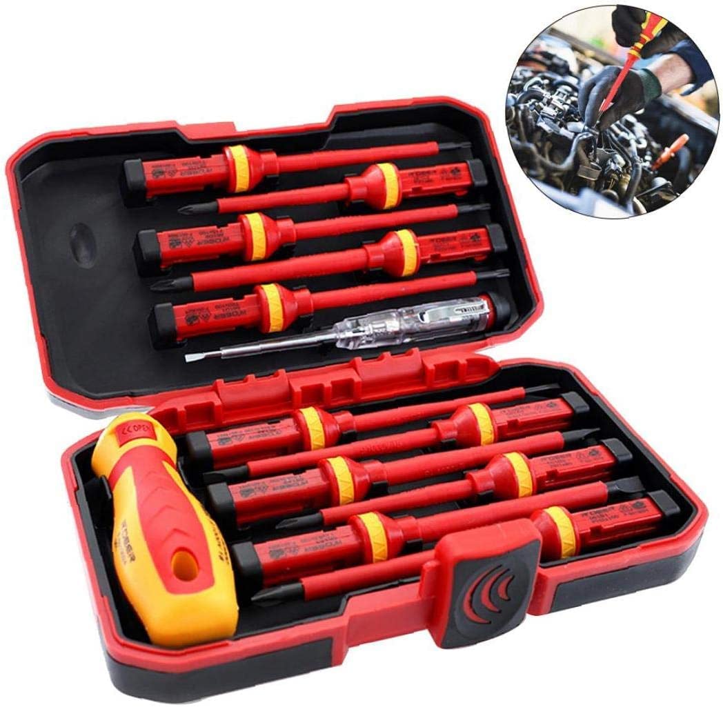 Cacciavite Isolato per Elettricista 1000V Set di Punte magnetiche Kit di Strumenti di Riparazione intercambiabili Scatola da 13 Pezzi Durevole