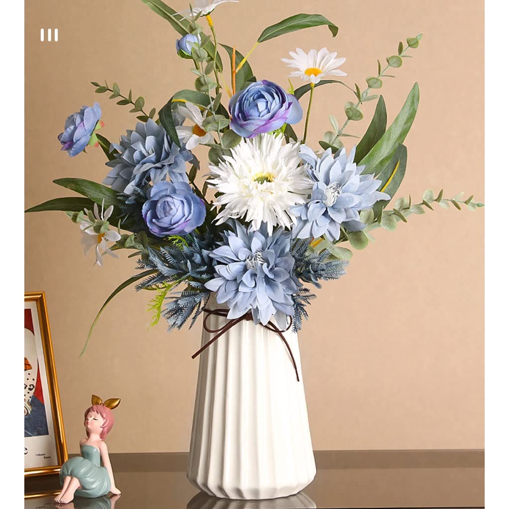 Künstliche Blumen Seide Tuch Künstliche Blumen Blumenstrauß Keramik Vase Set for Zuhause Weihnachtsdekor Garten Hochzeit Dekorative Gefälschte Blume Künstliche Blumen wie Echt (Color : B)