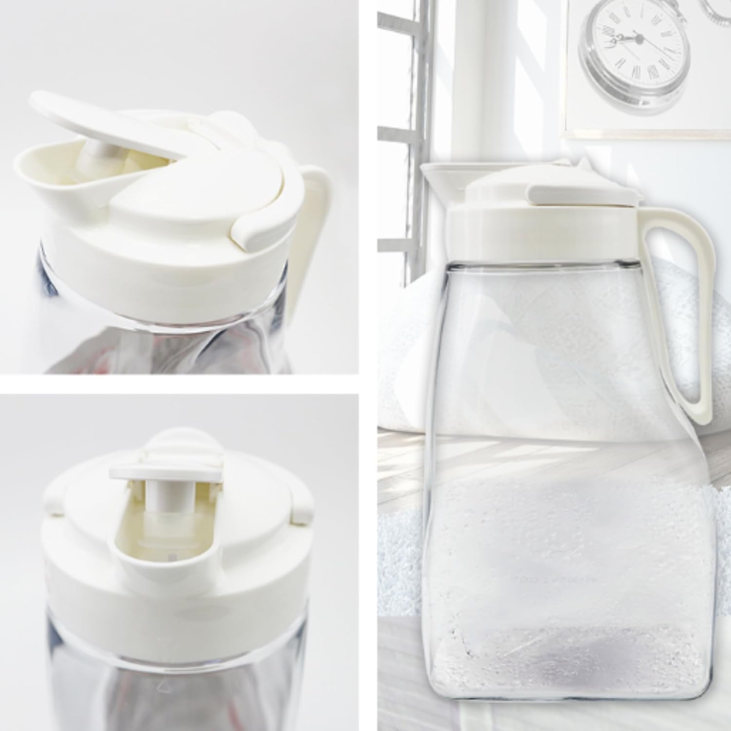 LargePour Airtight Pitcher with Lid, 3.1QT (99oz) – Leakproof Large Water Jug for Tea, Coffee, Juice & More, Top Handle, Locking Spout, Space-Saving, Easy Pour, Dishwasher Safe, Made in Japan - Image 3