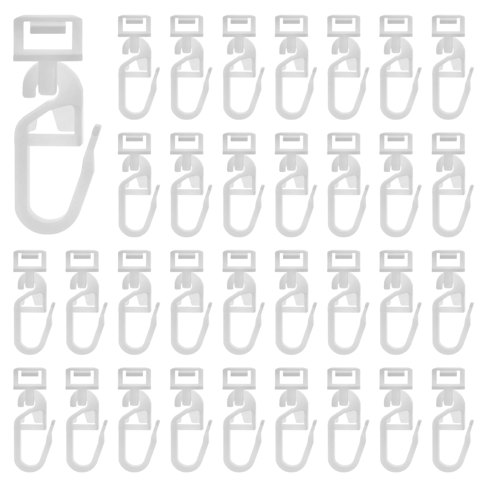 60 Pcs Curtain Hooks Plastic, 34mm Curtain Glider Hooks for Groove Widthof 5.8-7 mm White Clips Fir Camper Van Curtains