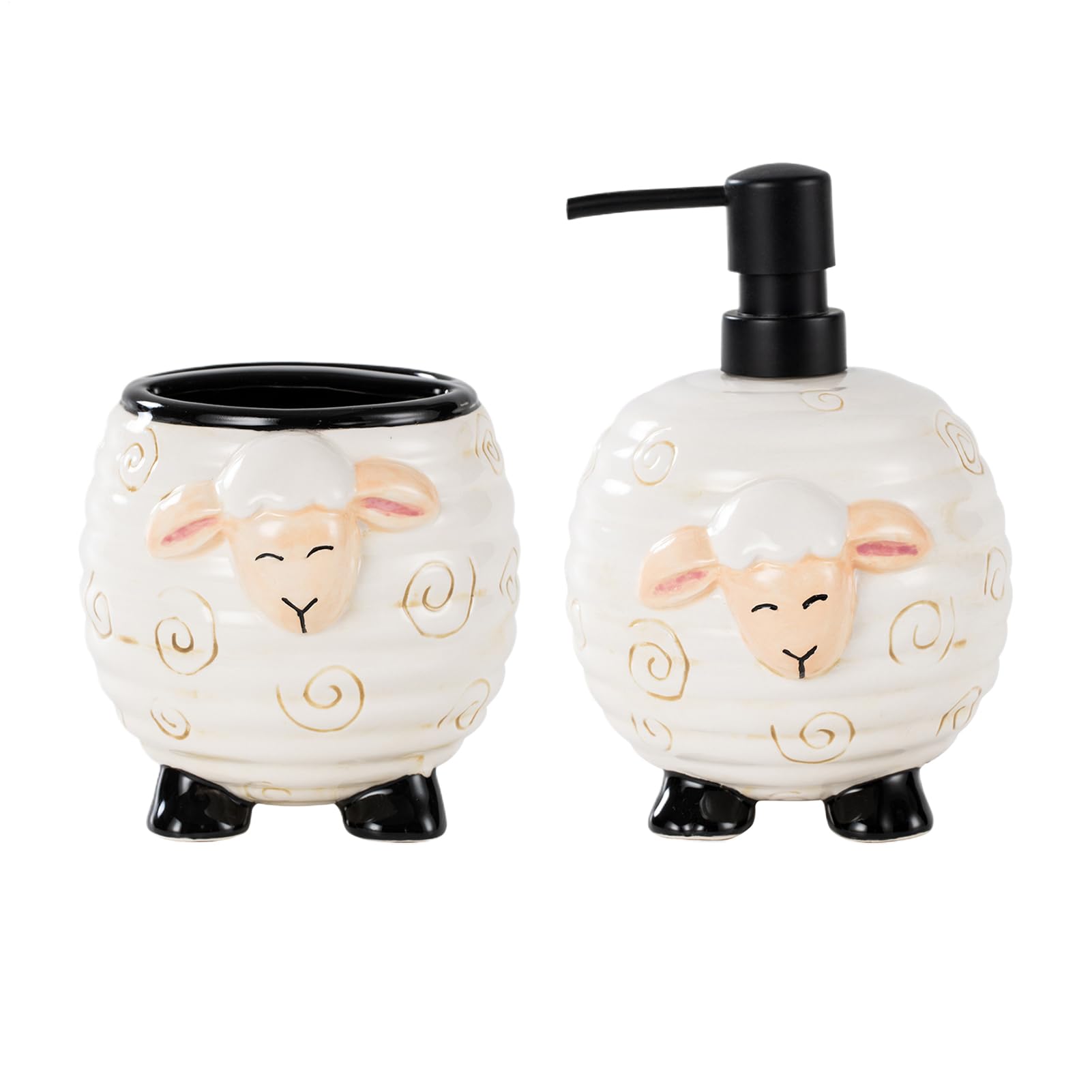 Portasapone E Portaspazzolini Set Portasapone In Ceramica A Forma Di Pecora | Set Portaspazzolini Per Bagno per Casa, Hotel, Vacanza, Lavelli, Camera da , Festa, Compleanno