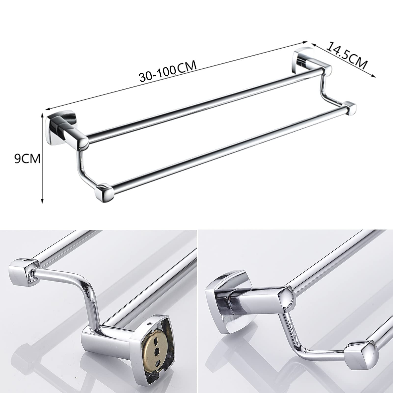 Doppio portasciugamani, portasciugamani a Parete - 30cm/40cm/50cm/60cm/70cm/80cm Porta Asciugamani in Acciaio Inossidabile 304 per Accessori da Bagno e Cucina (Dimensioni : 100cm)