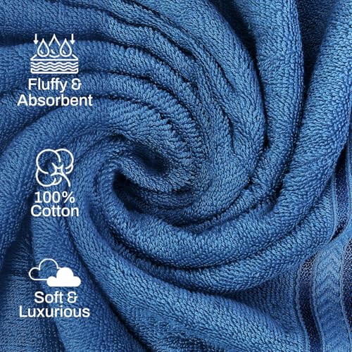 Image of Layers 100% Cotton Gym Towel | 380 GSM Quick Dry & Super Absorbent | Soft, Fade Resistant & Long Lasting | Gym, Yoga, Sports, Travel & Pool | 1 Piece for Men & Women | 50 x 100 cm - Blue