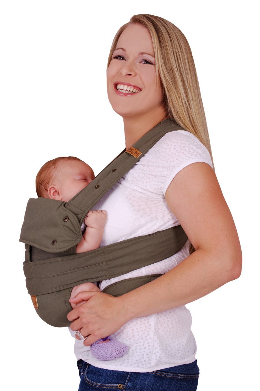 marsupi Mochila Portabebés - Para Bebés desde Recién Nacidos y Niños Hasta los 15 kg - Ligera y Compacta, Con Sistema de Sujeción Fácil y Resistente - Algodón Orgánico - Oliva S/M