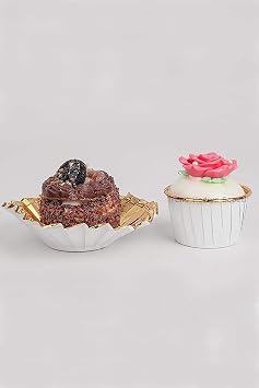 25'li Beyaz Gold Muffin Kek Kalıbı, Kek Kapsülü Cupcake Kalıbı, Airfryer Uyumlu