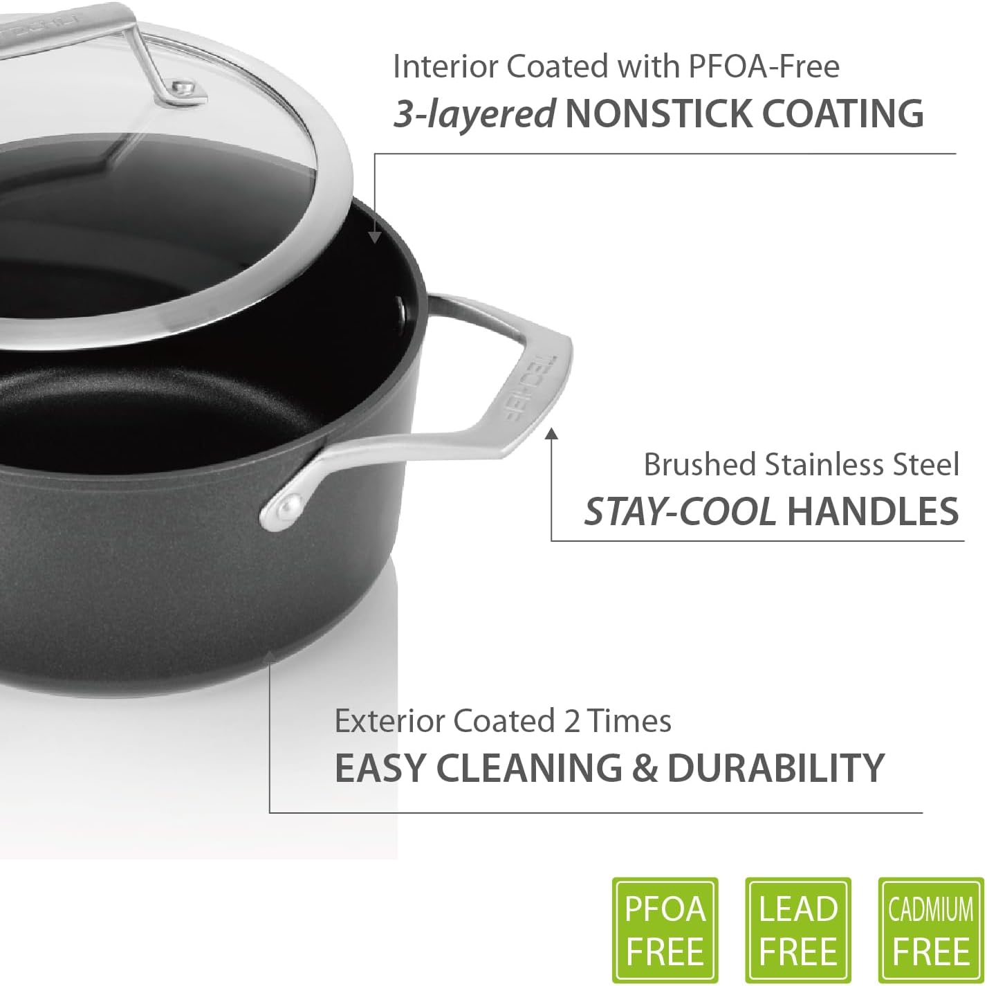 Onyx 2.65-Liter Nonstick Aluminum Soup Pot with Glass Lid