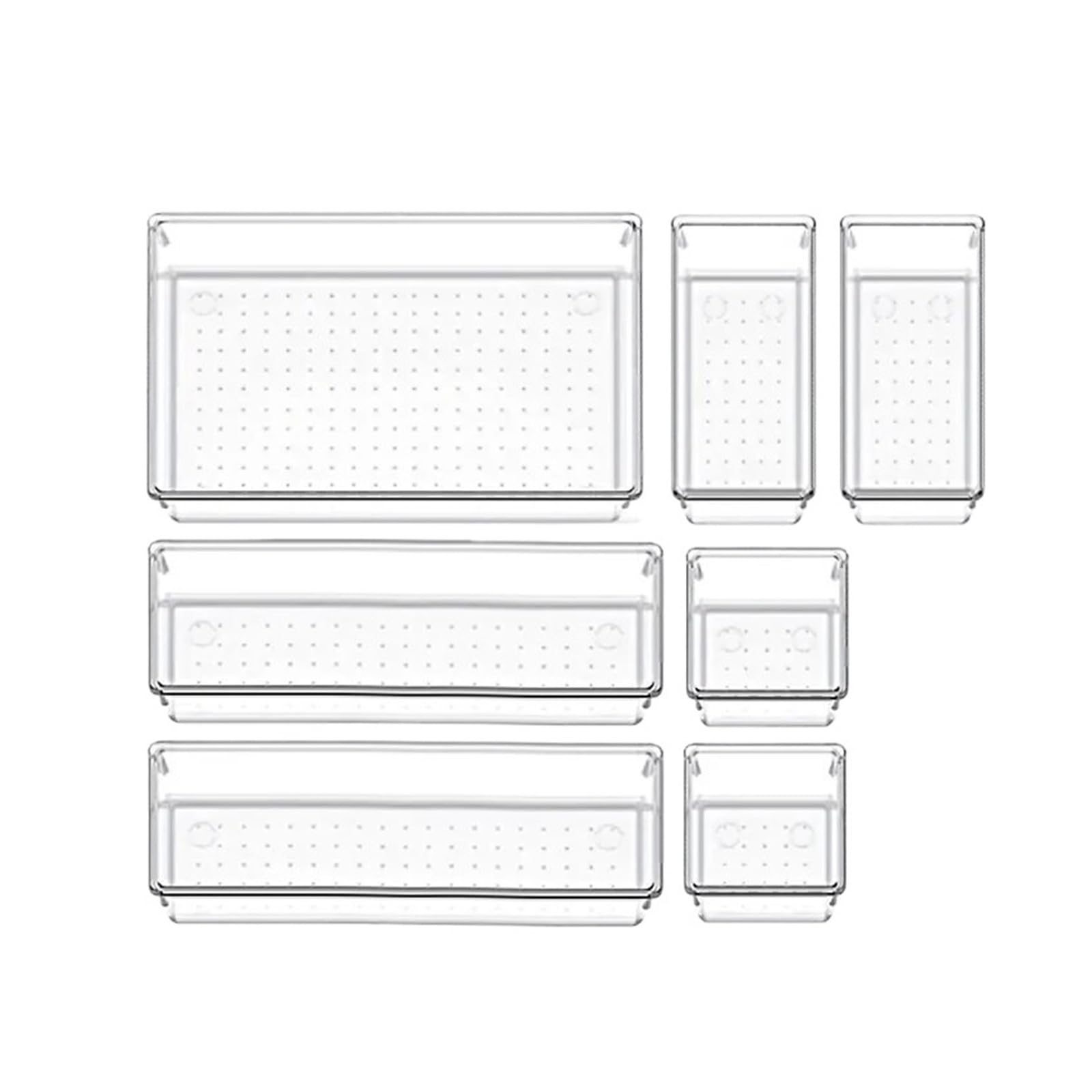 Set di cassetti da 7/14 pezzi Divisori scrivania in plastica trasparente Contenitori for cassettiera for camera letto Scatola immagazzinaggio for ufficio(7PCs G1008A)