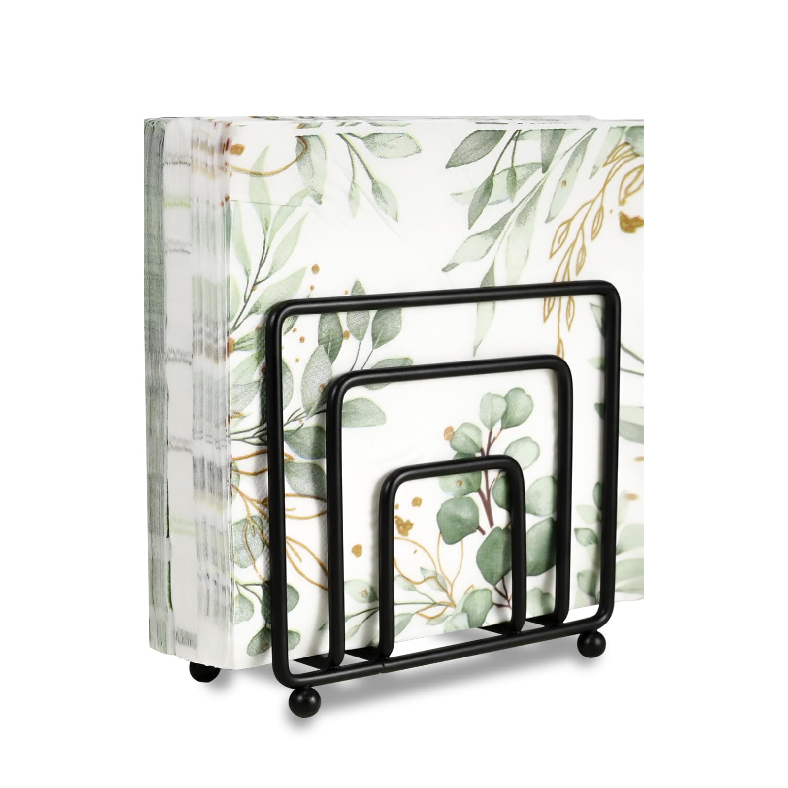 Modern Black Metal Multi-functional Napkin Holder for Dining Table, Suitable for Kitchen, Restaurant, and Outdoor Use, Paper Cocktail Napkin Holder that Matches Various Dining Room Decor Styles, Black