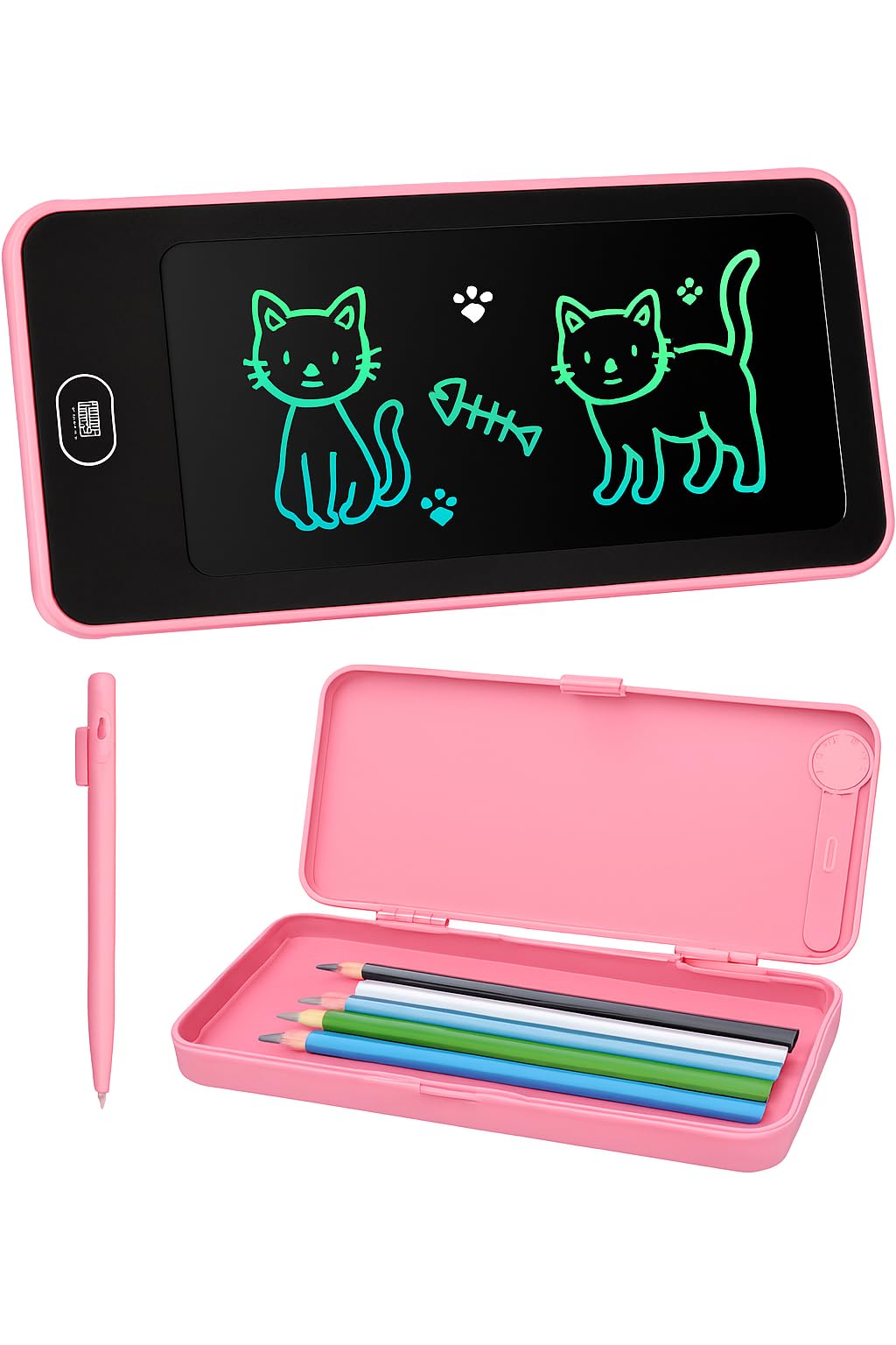 LCD Drawing Pen Case, Pink Electronic Writing Tablet with Storage Case for Colored Pencils-picture-28