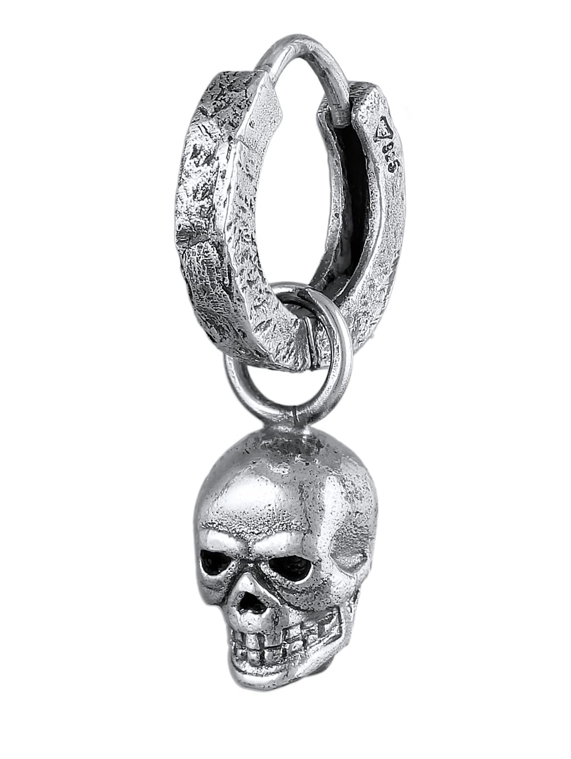 Pendientes de aro para hombre con colgante calavera de plata 925 7