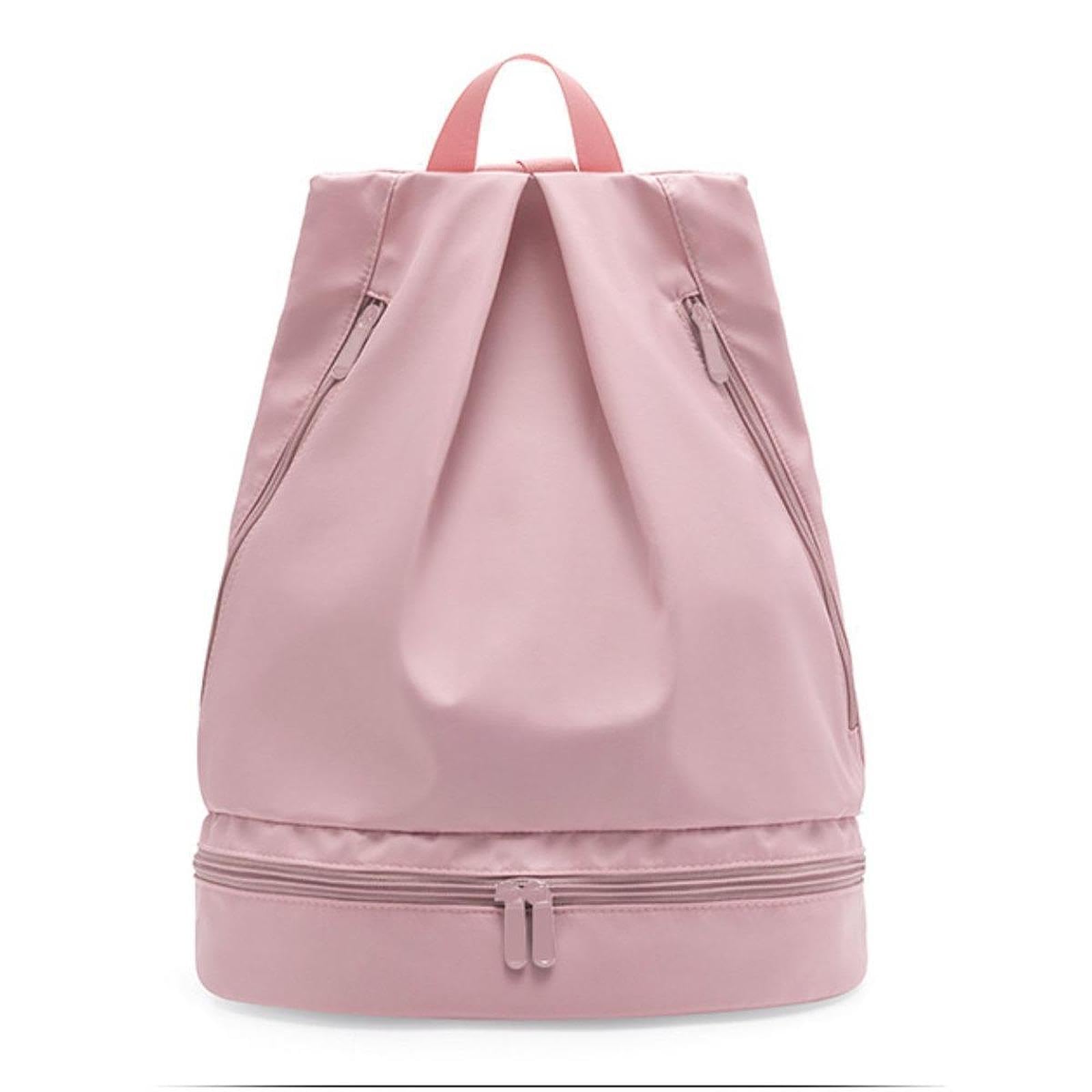 Mochila con Cordón Ajustable, Mochila de Natación con Bolsillo Organizador para Ropa Mojada, Bolsa de Lona Deportiva, Mochila para Viajes Y Actividade, Pink L