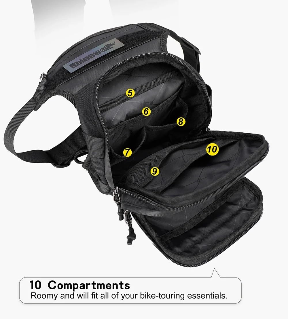 Pernera Moto Bolsa táctica de Viaje for Motocicleta, Bolso Impermeable for teléfono móvil, riñonera, Bolsa for Pierna(Black-01)