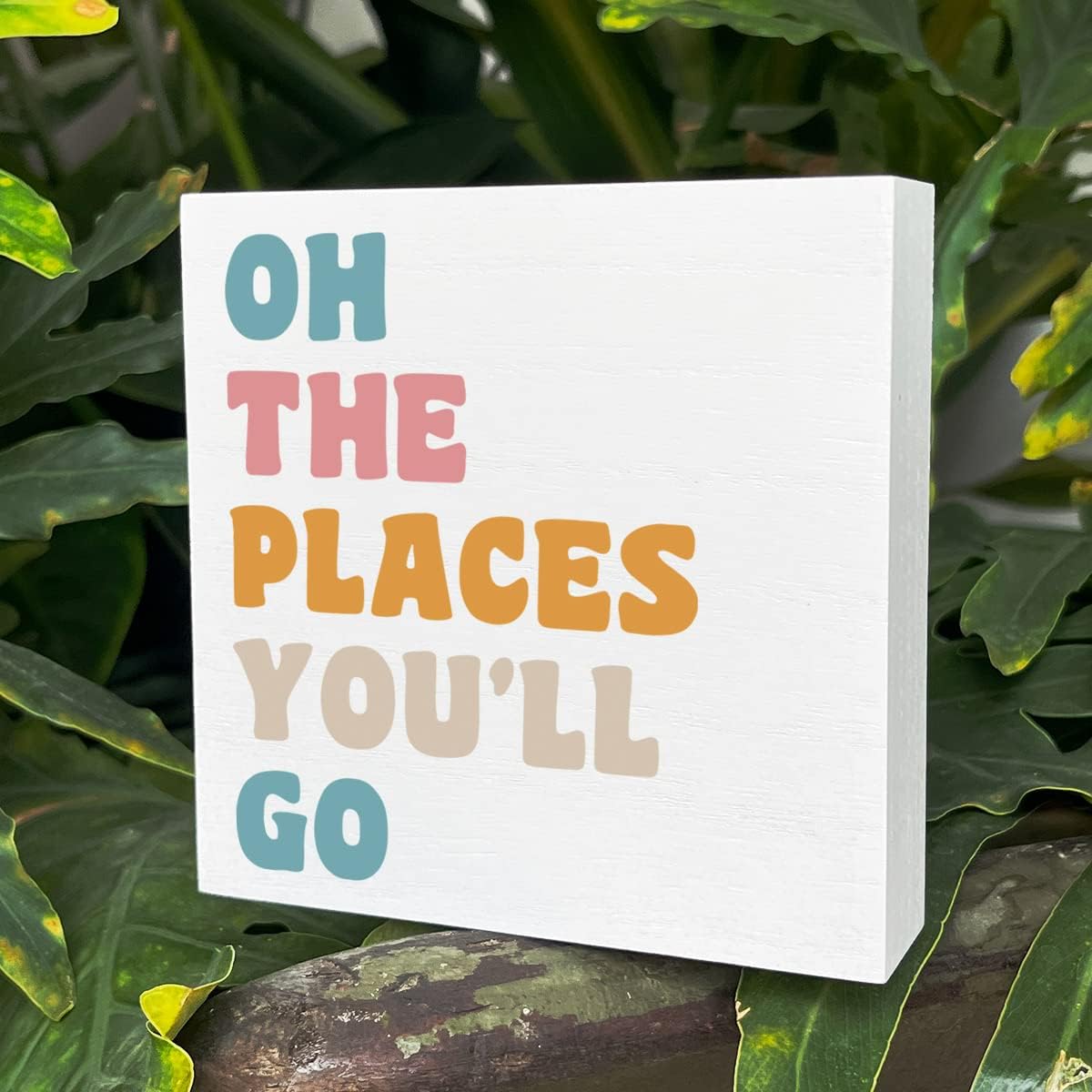 Playroom Wooden Box Sign, Oh The Places You'll Go, Inspirational Classroom Homeschool Desk Decor, Motivational Kids Nursery Room Decoration, Nursery Baby Shower Gifts for Newborn Baby Toddler image 5