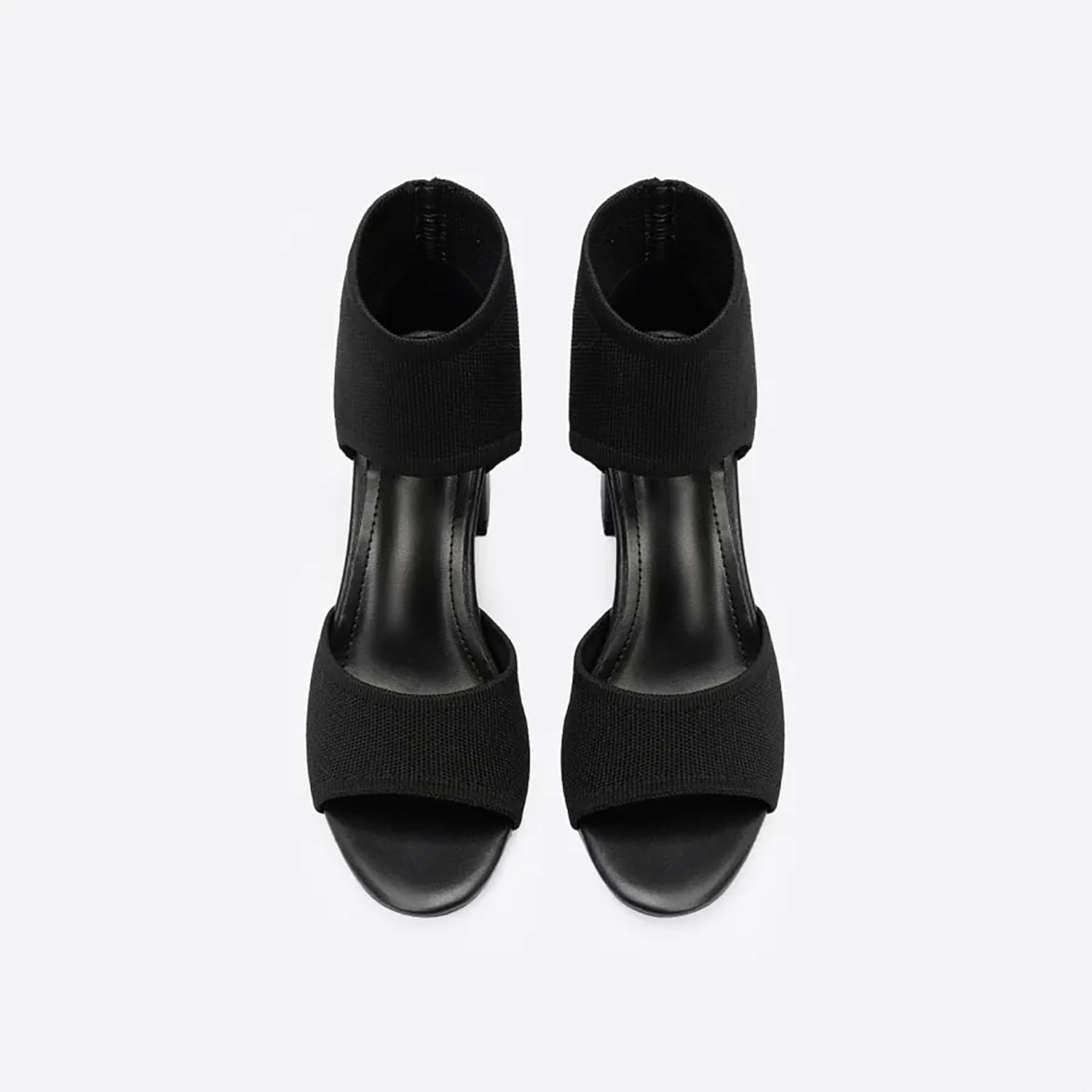 NEWBELLA Women's Knit Ankle Strap Block Heel Sandals - Image 6