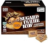 Sugar Raw/Raw Natural Cane Brown Sugar Turbinado, 500 Count, Pack of 1, Natural Sweetener for Drinks and Baking Packets for Home, Office, Coffee, Bar, Gift,Restaurants, & Coffee Stations