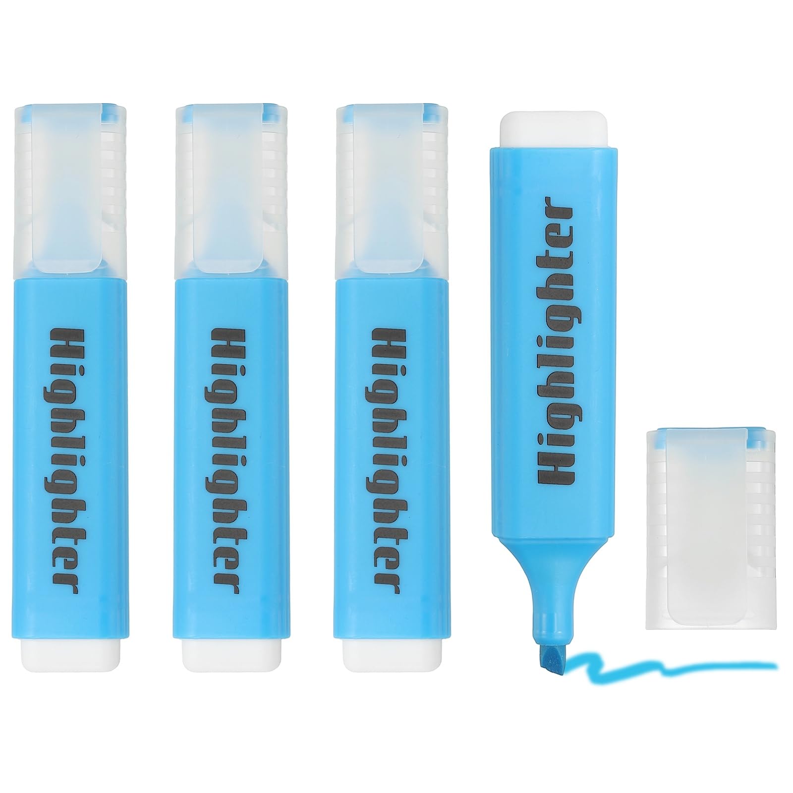 PATIKIL Highlighter Pen, 4 Pack Water Based Broad Tip Writing Marker Pens Cute Pastel Colored Highlighter Studying Supplies for Office Home Daily Use, H5821 Blue