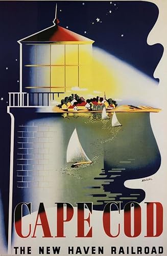 Buyartforless Buy Art For Less - Póster con licencia oficial de Cape Cod Lighthouse - 36 x 24 pulgadas - Impresión decorativa - Papel de póster -