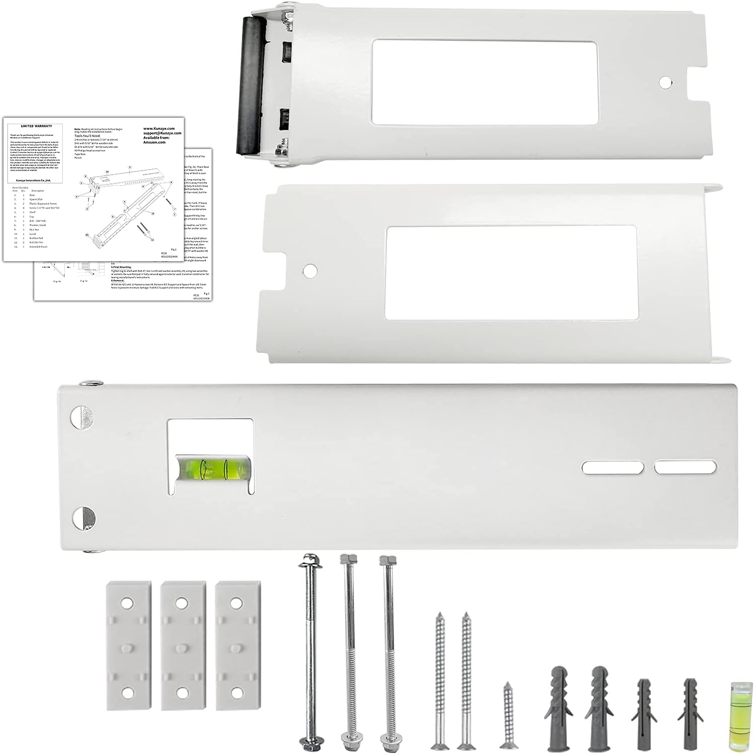 Kunzye Window Air Conditioner Support Bracket Light Duty, Up to 85 lbs, Fits for 5,000-12,000 btu