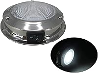 Vista 1 de Pactrade Marine Luz de Cúpula 12V - Lente de 3 Pulgadas, LED Blanco Cálido Luz de Barco de Acero Inoxidable con Interruptor de Palanca Integrado