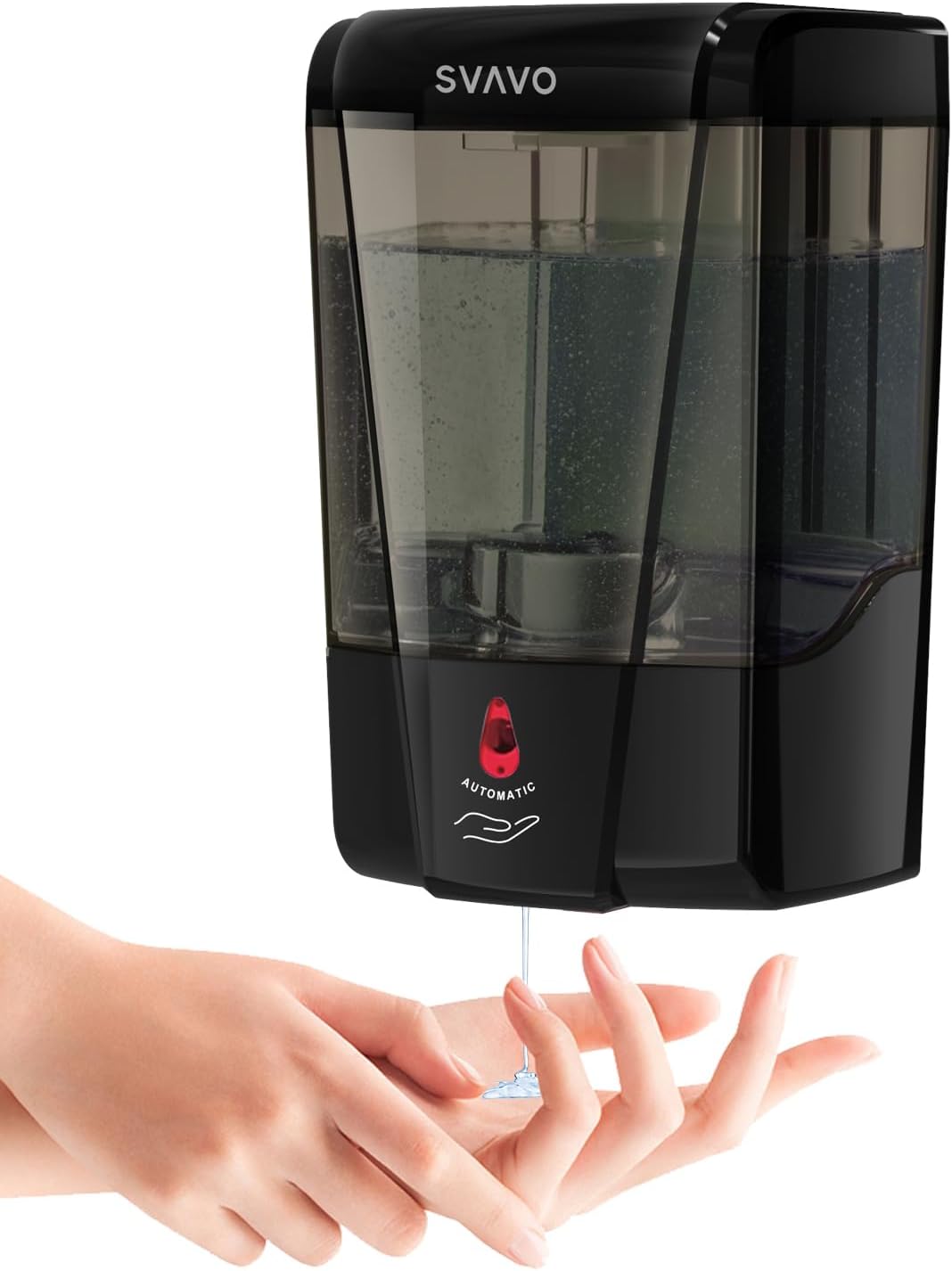 SVAVO Automatic Soap Dispenser Wall Mount 600ml/21fl.oz, Hand Soap Dispenser Touchless Electric Sensor Pump Battery Operated for Office Home Kitchen Bathroom Hotel Restaurant Commercial