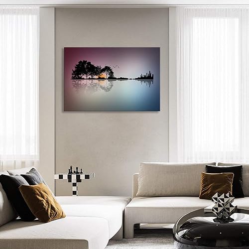 Miniatura 6 de Urttiiyy Lienzo abstracto grande para pared, diseño de isla de guitarra, pinturas de música moderna, pintura abstracta de árbol, impresiones para